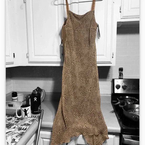 Chiffon Lined Leopard Dress evening cocktail party dress womens - Picture 2 of 12